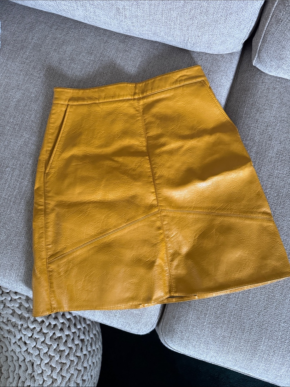 Zara Mustard Yellow Faux Leather Mini Skirt